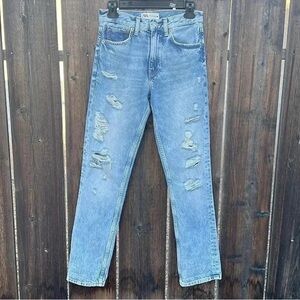 ZARA The Truth Slim Jeans Women’s Size 2 Light Wash Distressed Straight Leg